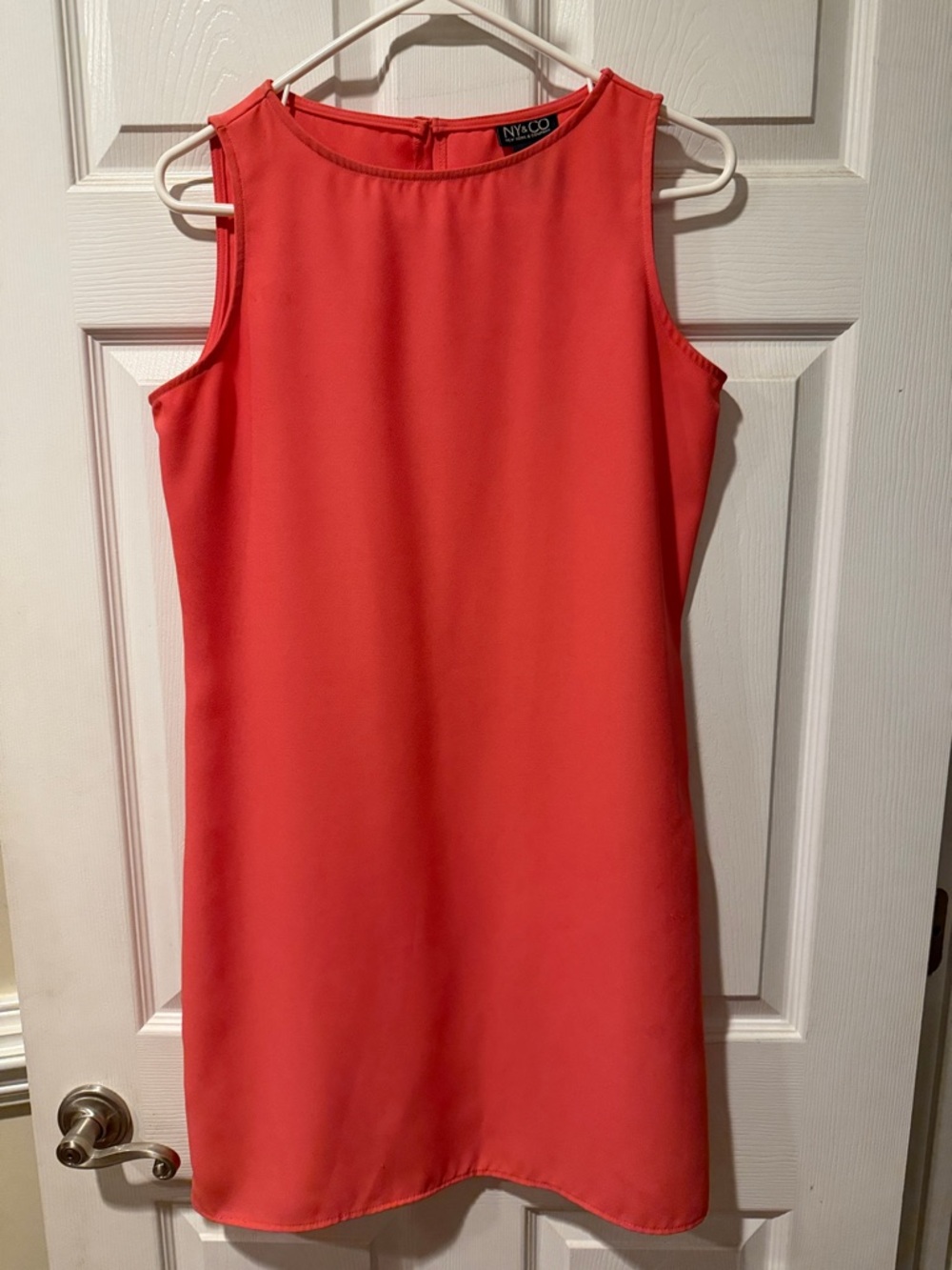 New York & Company Coral-Red Sleeveless Shift Dress